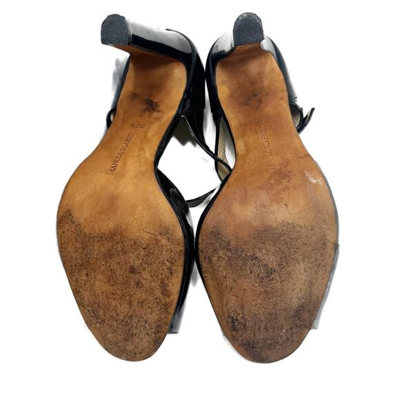 Manolo Blahnik Black Patent Leather Mary Jane Pumps Womens sz US 7.5, IT 37.5 - Picture 10 of 16